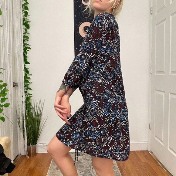 Rebecca Minkoff Knee Length Shirt Dress 3/4 Sleeve Size S Brown/Blue - Picture 4 of 7